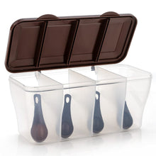 Kitchen Airtight 4-Section Storage Container / Pickle Jar 4 Spoons (1 Pc / Mix Color)